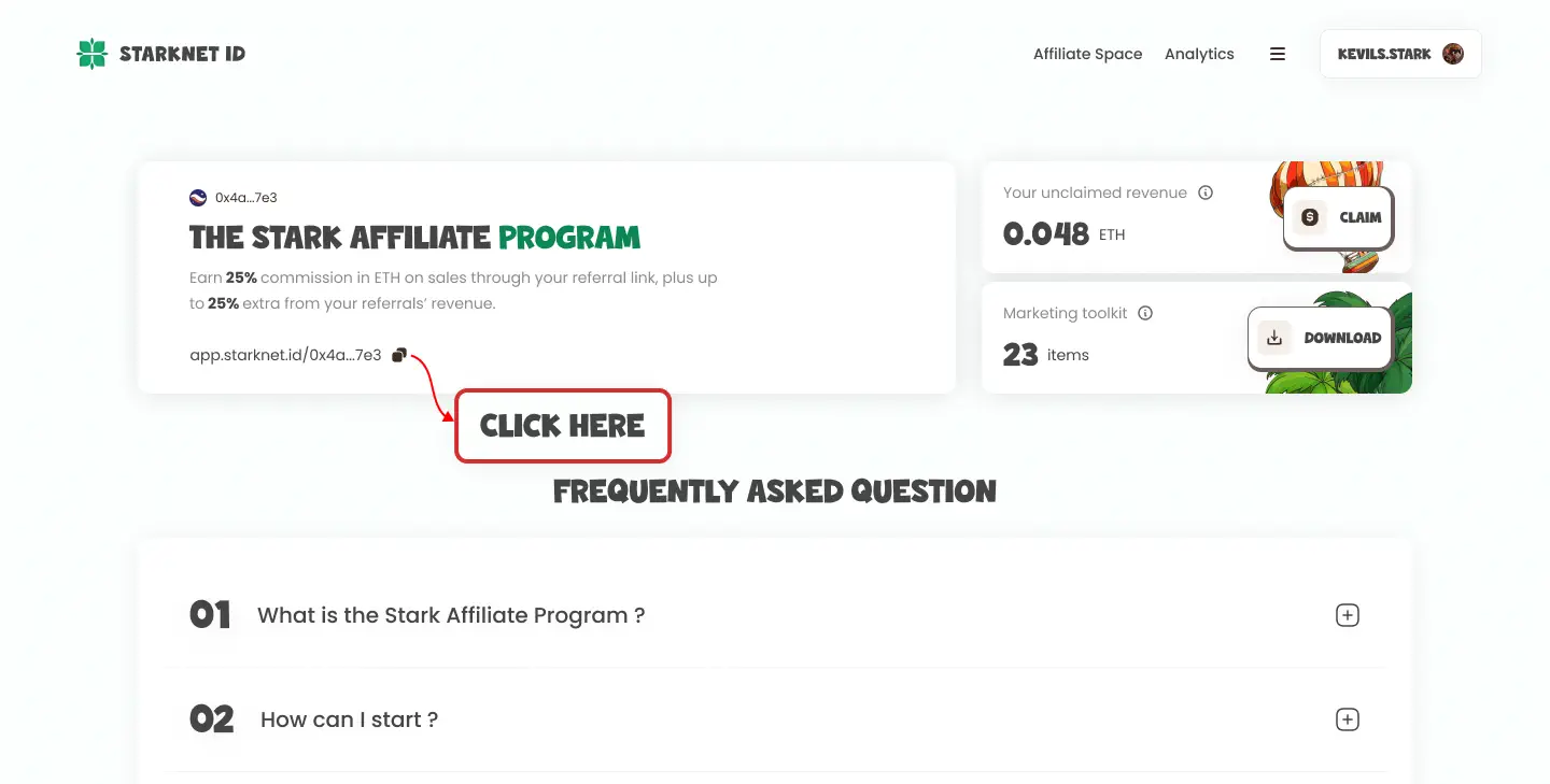 Example: Sharing an affiliate link via social media or email