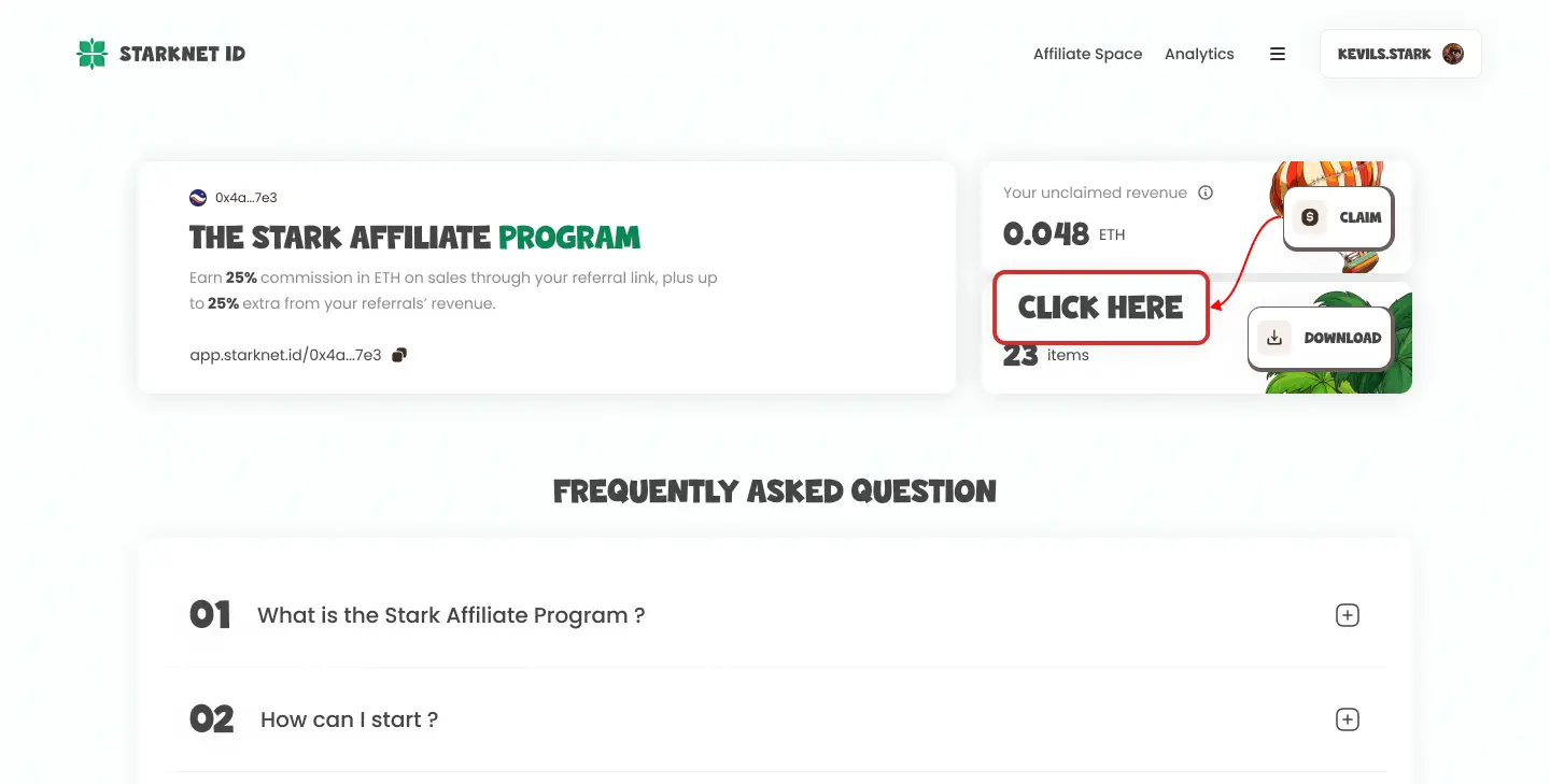 Step-by-step guide to claiming affiliate rewards.